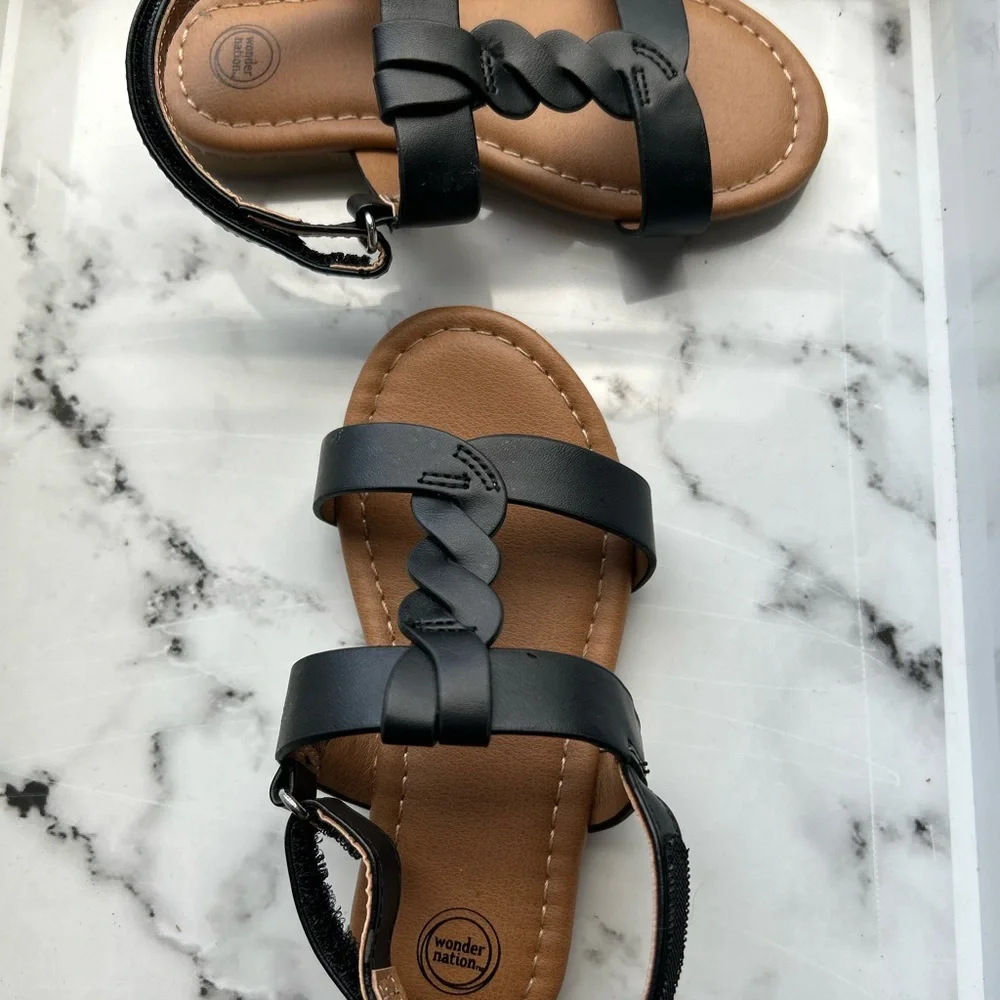 Black Braided Strap Sandals